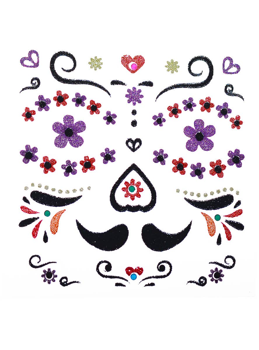 Image of Day of the Dead Mariachi Glitter Face and Body Stickers
