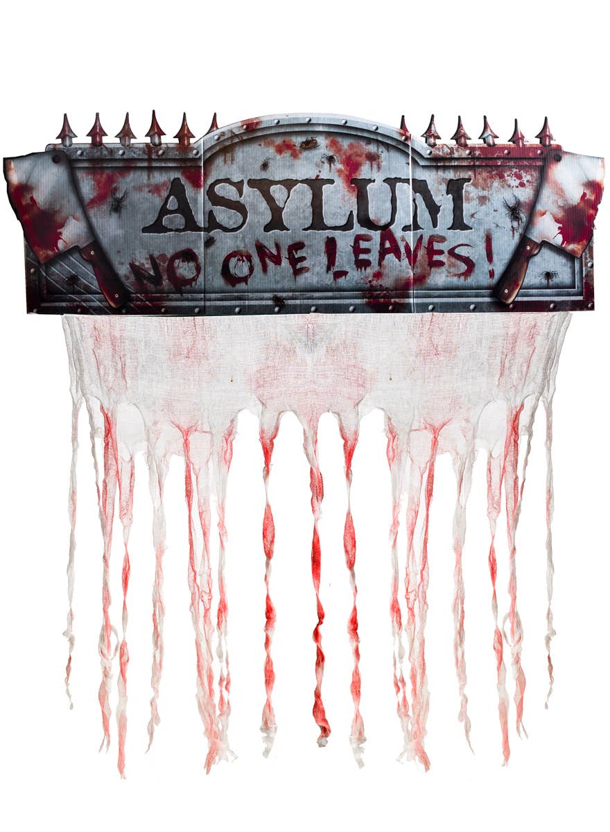 Hanging Asylum No One Leaves Sign Halloween Decoration