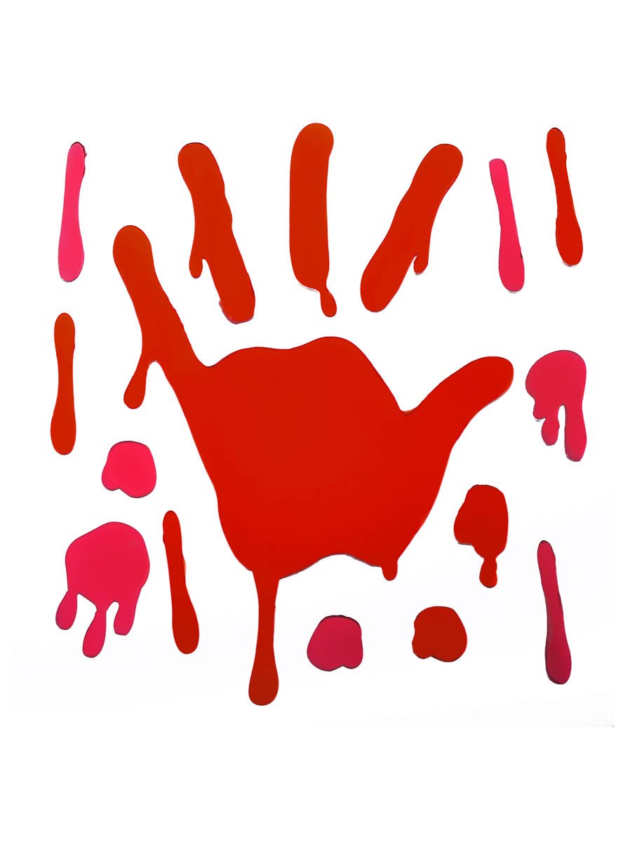 Image of Bloody Hand Print and Drips Red Gel Window Clings