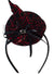 Black Mini Witch Hat on Headband with Red Spiderweb Print