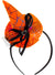 Orange Mini Witch Hat on Headband with Rainbow Spiderweb Print