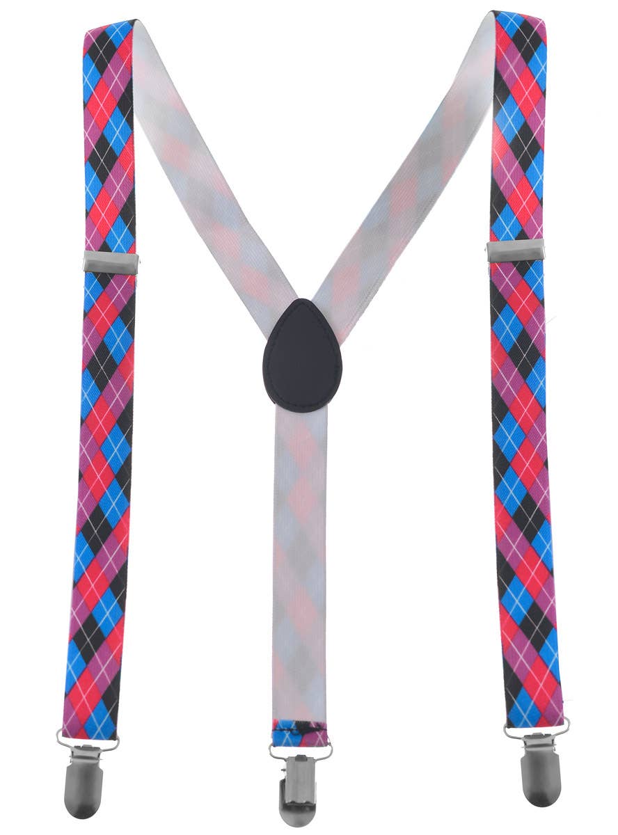 Pink and Blue Checkered Nerd Suspenders