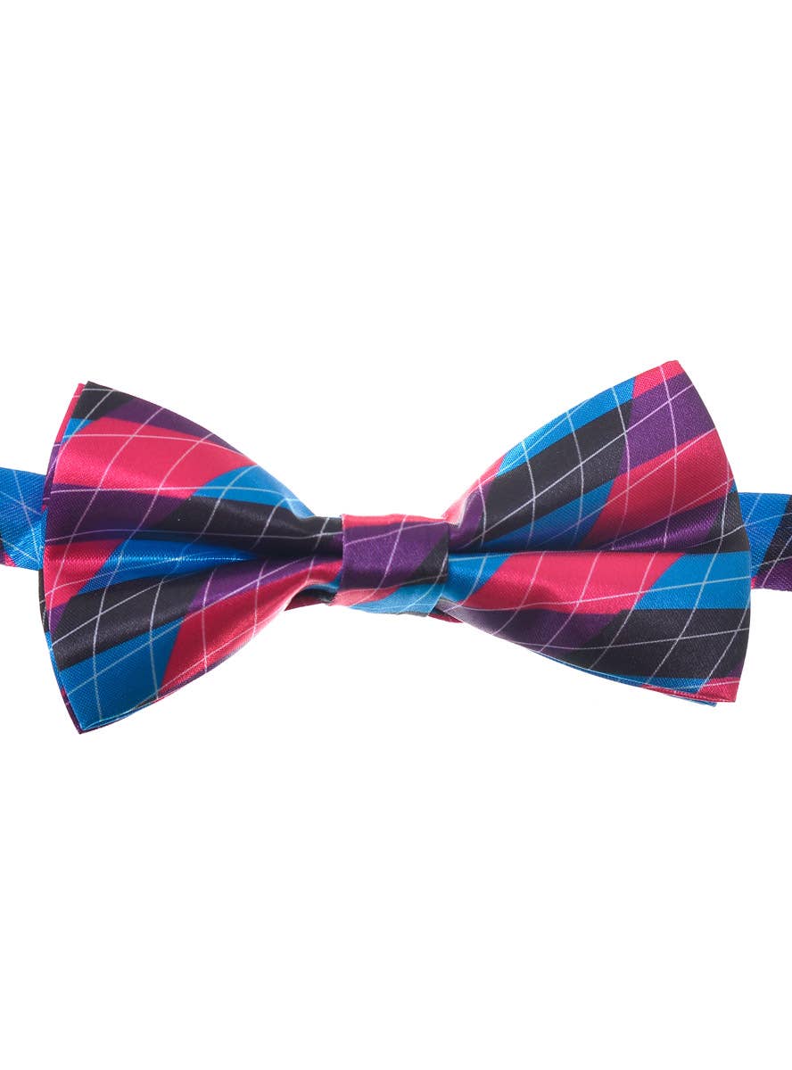 Pink and Blue Checkered Nerd Bow Tie