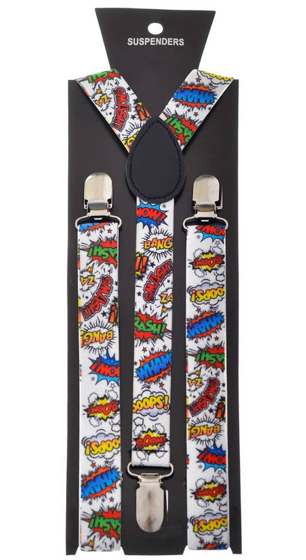 Comic Book Pop Art Action Words Novelty Suspenders - Main Image