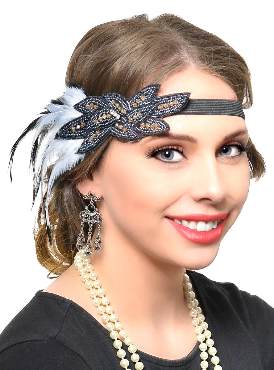 Searchanise - White Feather 1920s Flapper Headband | Great Gatsby ...