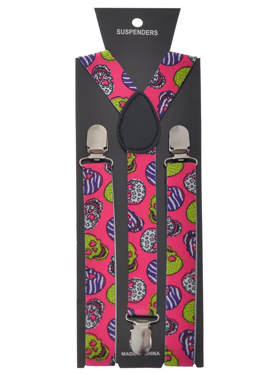 Pink Sugar Skull Day of the Dead Costume Accessory Braces