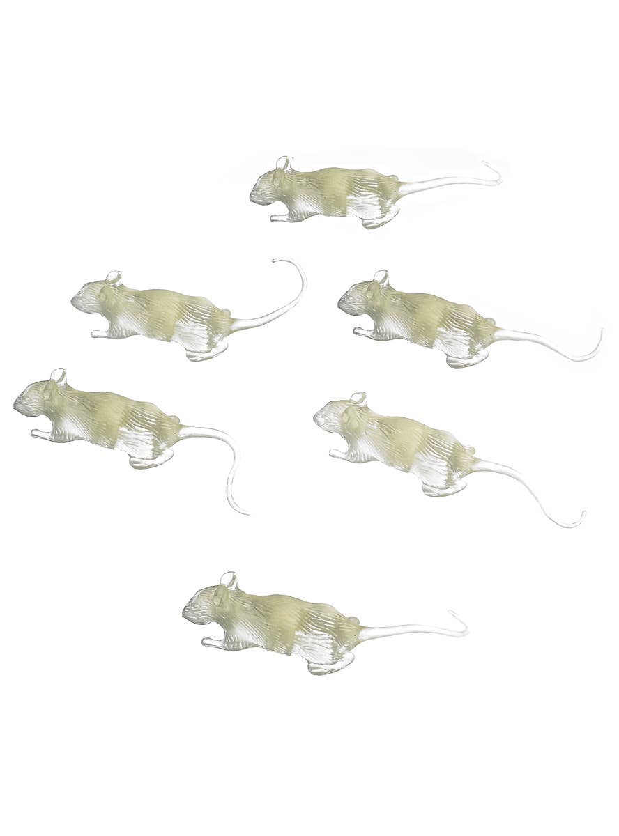 6 Pack of Small Glow in the Dark Rats Halloween Decorations