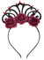 Black Evil Queen Crown with Red Jewels and Maroon Roses Headband Costume Accessory - Main Image