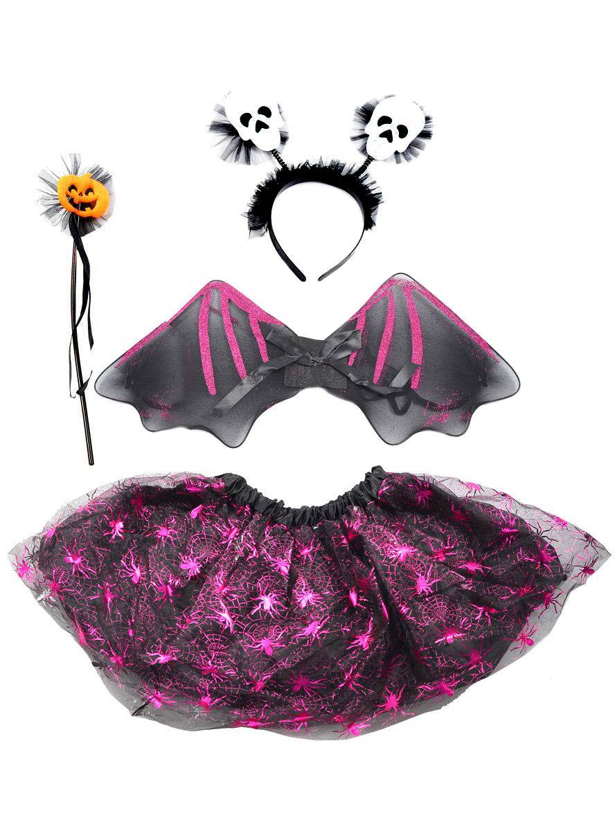 Pink and Black Sparkly Halloween Tutu Set for Kids - Alternate Image