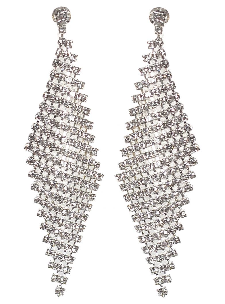 Glo Mesh Silver Disco Costume Earrings - Alternate Image