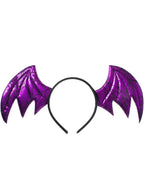 Halloween Headband with Purple Metallic Bat Wings