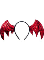 Halloween Headband with Red Metallic Bat Wings