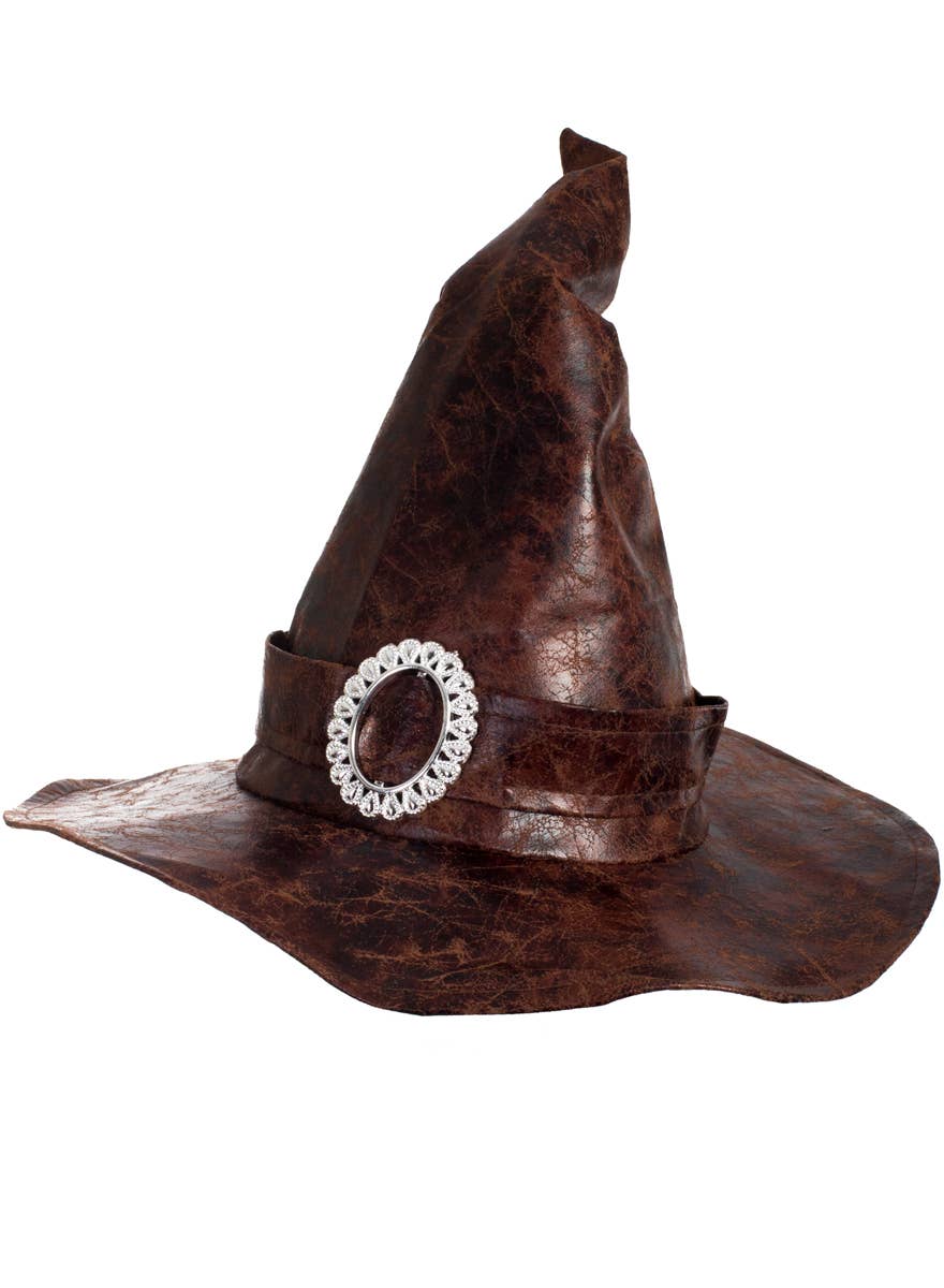 Brown Leather Look Deluxe Witch Halloween Hat - Alternate Image