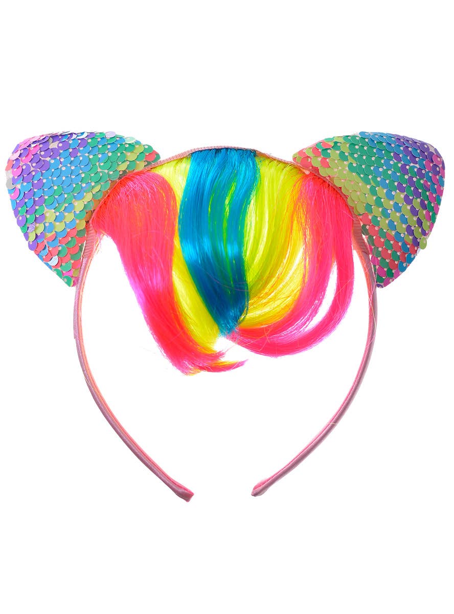 Rainbow Sequin My Little Pony Ears and Fringe Headband
