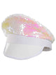 White Festival Visor with Pink Sequins