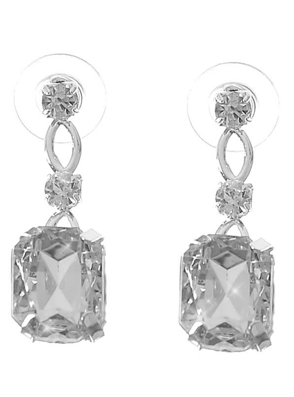 Silver Rhinestone 1920s Gatsby Costume Earrings