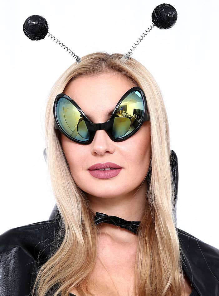 Black Space Alien Costume Glasses - Main Image