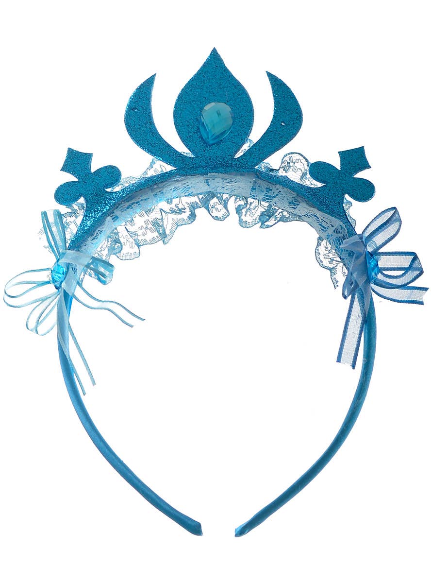 Blue Glitter Snow Princess Tiara Costume Headband- Alt Image