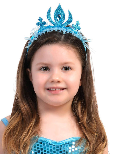 Blue Glitter Snow Princess Tiara Costume Headband- Main Image