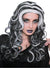 Long Curly Black and White Streaked Vampiress Halloween Costume Wig for Women