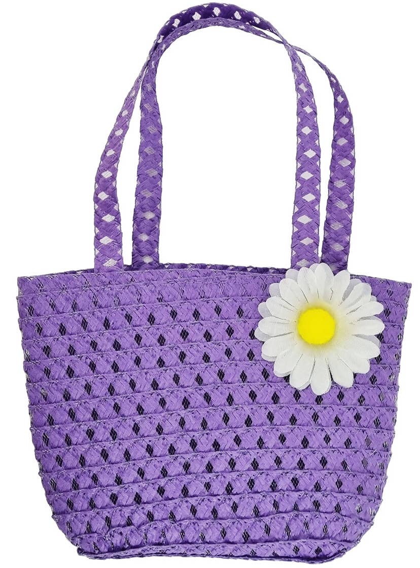 70s Purple Woven Hippie Hand Bag Costume Accessory