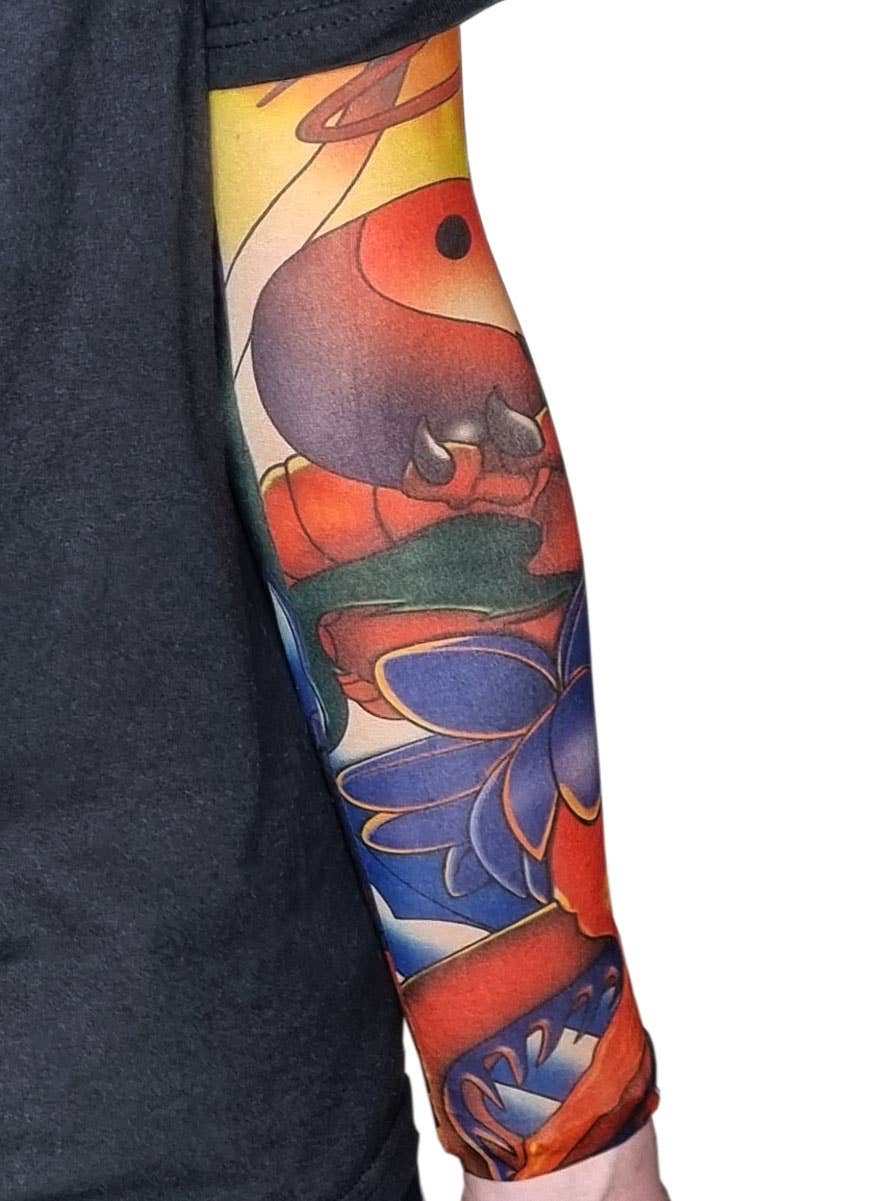 Image of Traditional Chinese Print Tattoo Sleeve Costume Accessory - Alternate Image