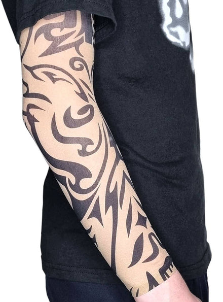 Image of Classic Black Tribal Print Tattoo Sleeve Costume Accessory