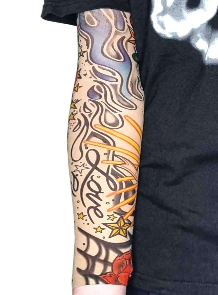 Image of Neo Traditional Print Tattoo Sleeve Costume Accessory - Alternate Image