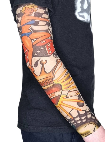 Image of Neo Traditional Print Tattoo Sleeve Costume Accessory - Main Image