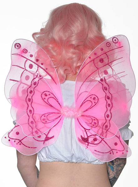 Loly Pink Glitter Butterfly Wings Costume Accessory