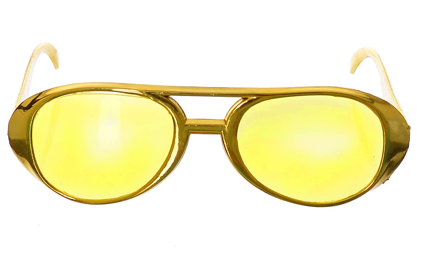 Novelty Gold Aviator Glasses Costume Accessory - main image