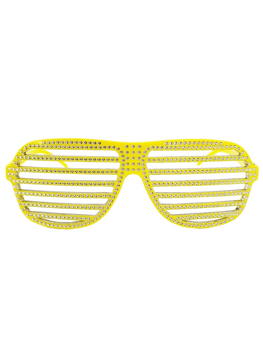 Yellow Shutter Shade Style Glasses with Silver Stud Dots