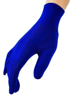 Adults Blue Stretch Fabric Wrist Length Costume Gloves