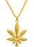 Gold Hippie Weed Leaf Costume Necklace - Close Image