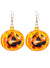 Orange Light Up Pumpkin Halloween Earrings