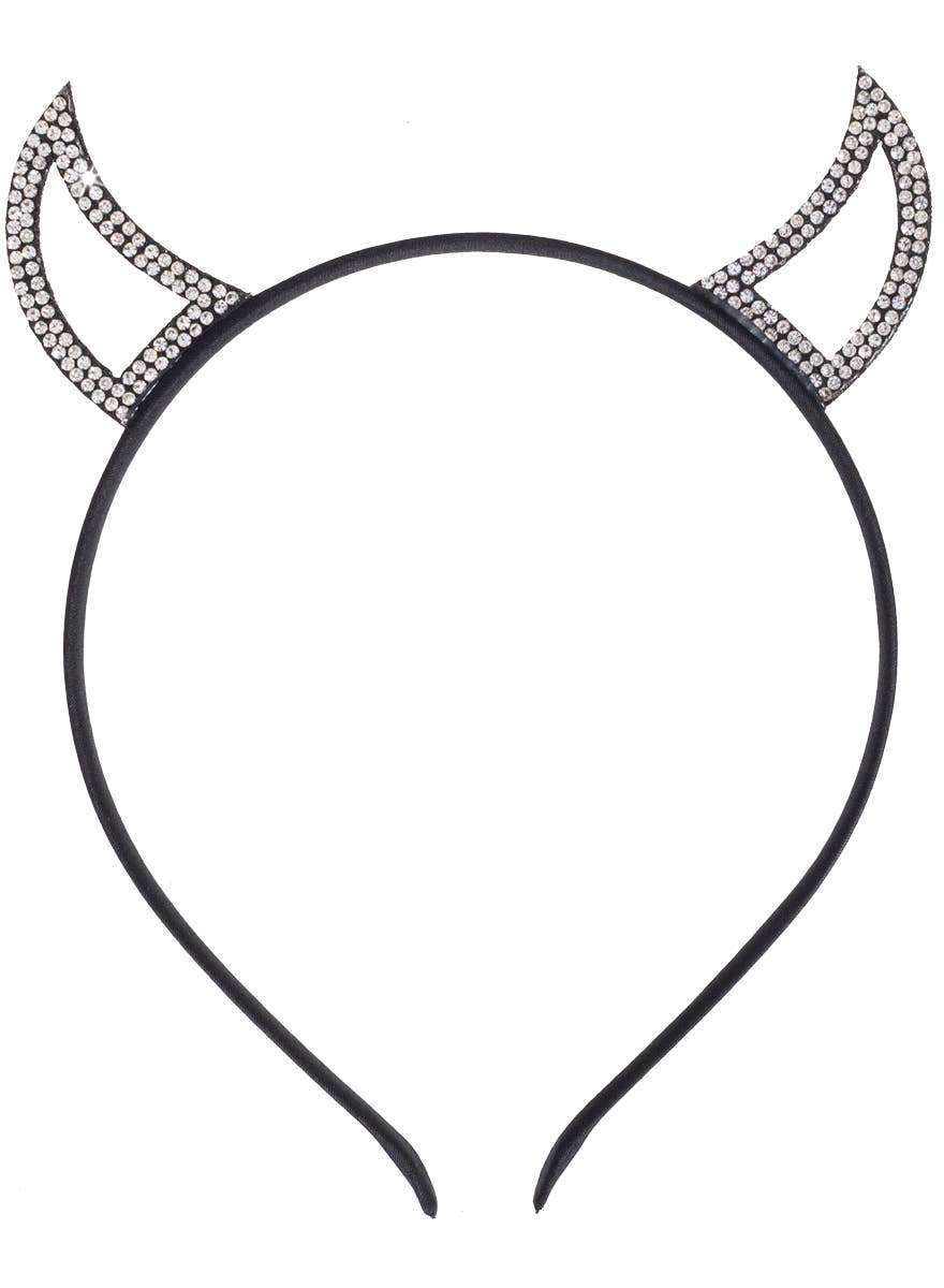 Devil Horns Costume Headband with Silver Rhinestones