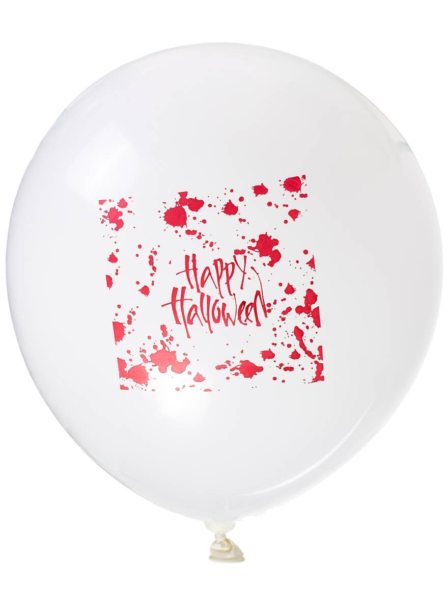 8 x White Balloons with Red Bloody Splatter and Happy Halloween Text