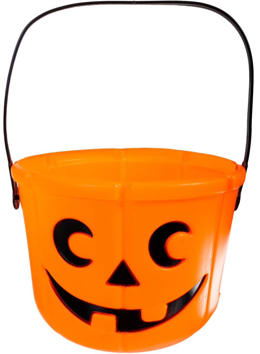 Orange Pumpkin Face Halloween Candy Pail