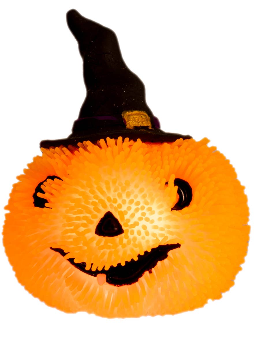 Soft and Spiky Light Up Orange Pumpkin Ball Halloween Decoration - Alternate Image