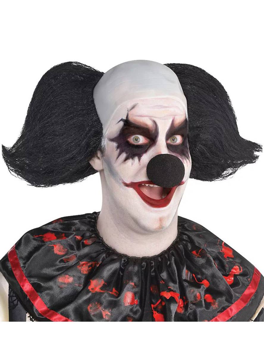 Men's Black Evil Clown Wig with Bald Top