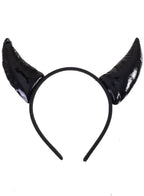 Black Vinyl Devil Horns on Headband