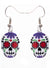 Purple and White Day of the Dead Sugar Skull Earrings