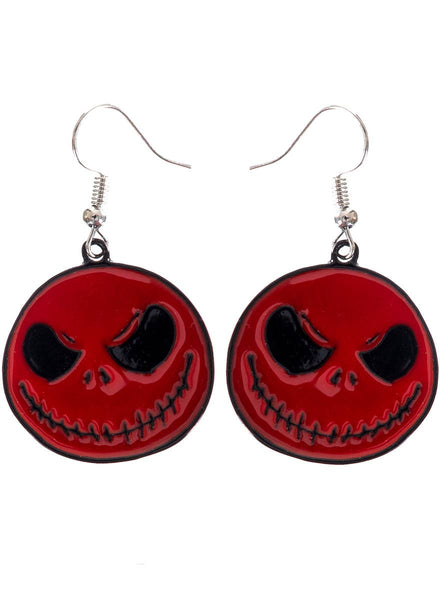 Red Jack Skellington Face Halloween Earrings