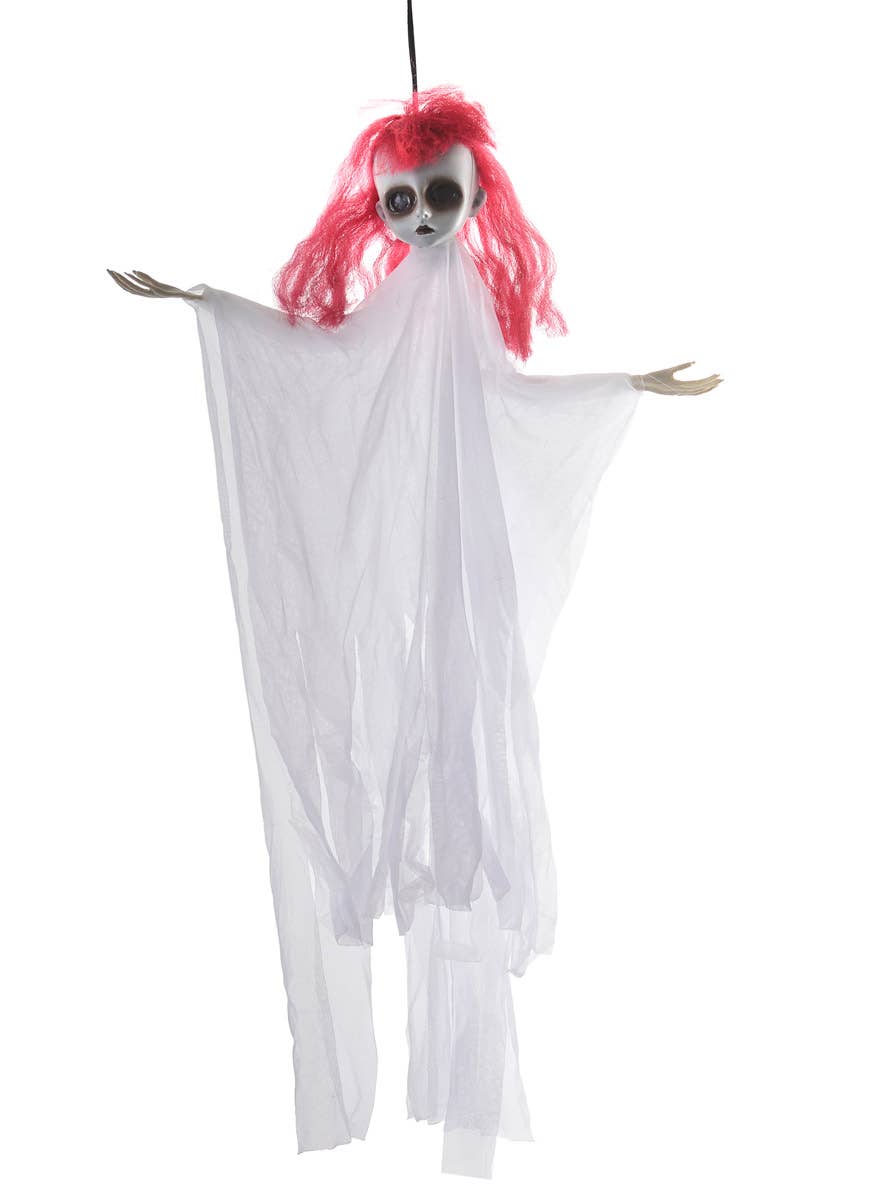 Hanging White Doll with Red Hair Halloween Decoration