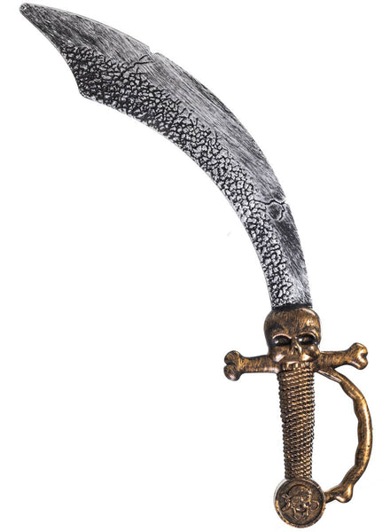 Gold and Silver Pirate Costume Sword with Skull Handle