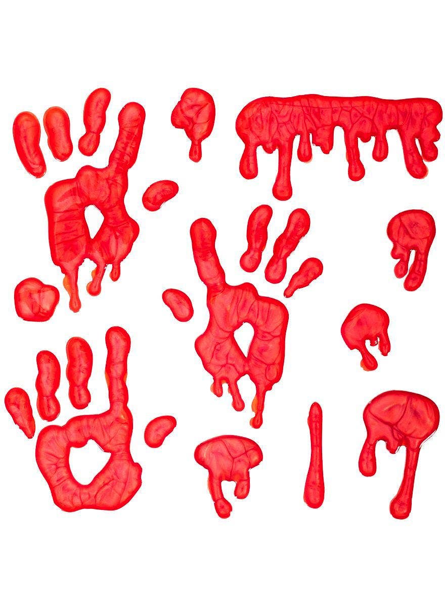 Creepy Red Gel Hand Prints and Blood Splatter Window Clings