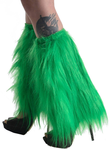 Bright Green Fluffy Leg Warmers