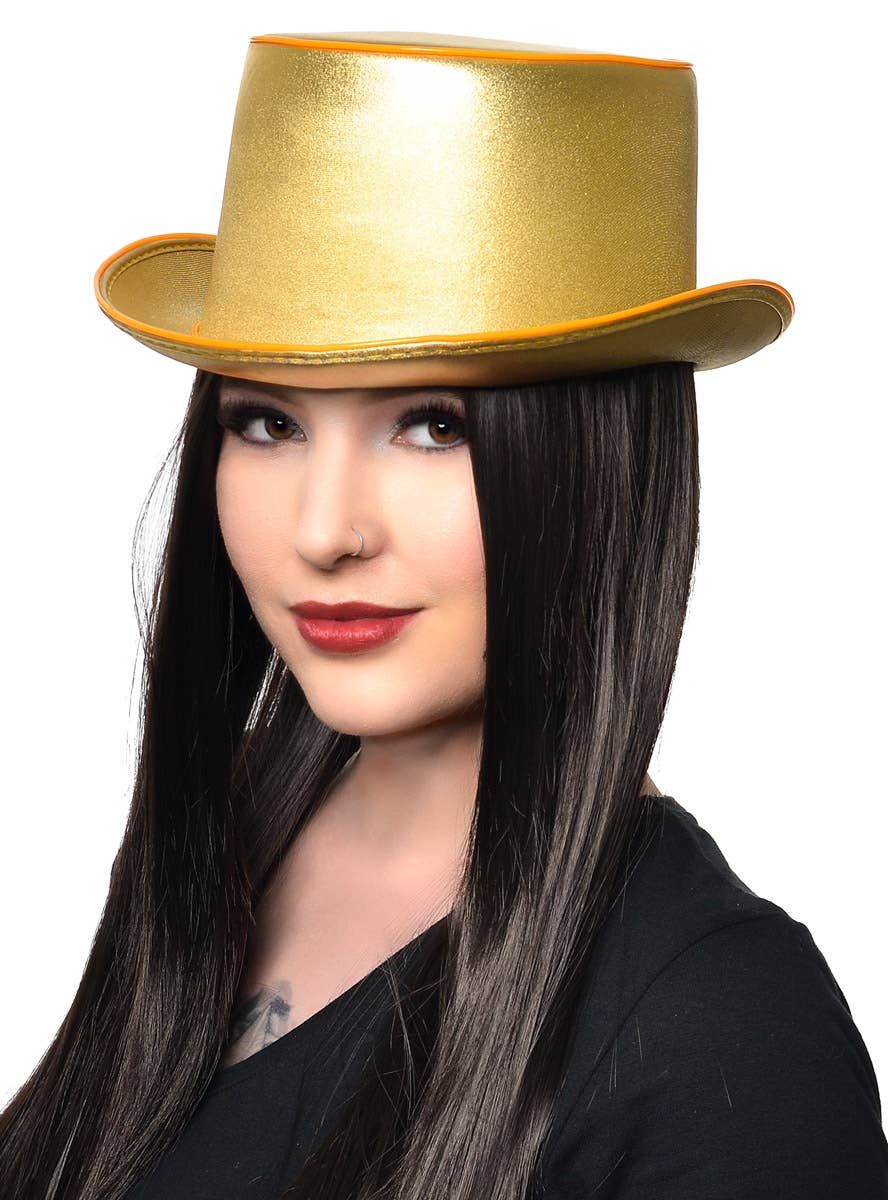 Gold Metallic Deluxe Top Hat with Light Up Trim - Alternate Image
