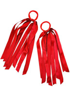 Red Satin Ribbon Tassel Hair Ties