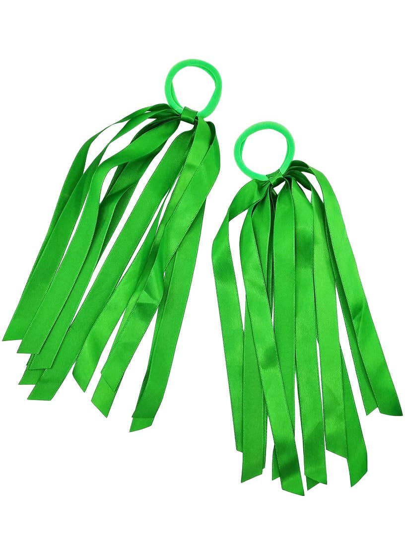 Green Satin Ribbon Tassel Hair Ties